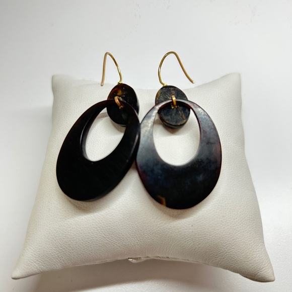 Pique Antique Victorian Dangle 14 Kt Gold and Silver Inlay Earrings - Picture 3 of 3